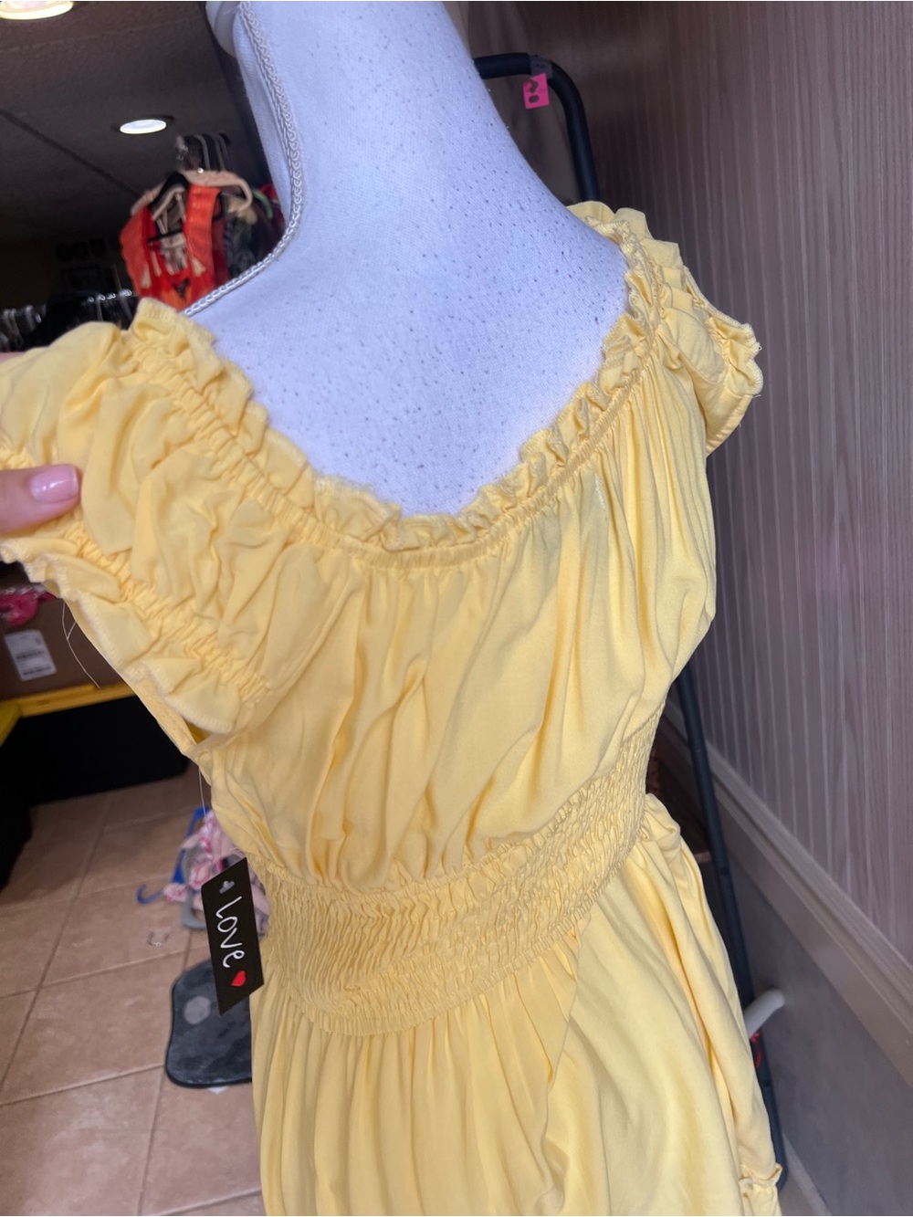 Love Yellow Ruffle Smocked Mini Dress - Picture 3 of 6